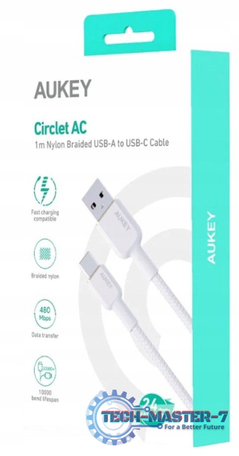 CB-NAC1 White nylonowy kabel USB C - USB A | 1m | 3A | 60W PD | 20V CB-NAC1 White nylonowy kabel USB C - USB A | 1m | 3A | 60W PD | 20V