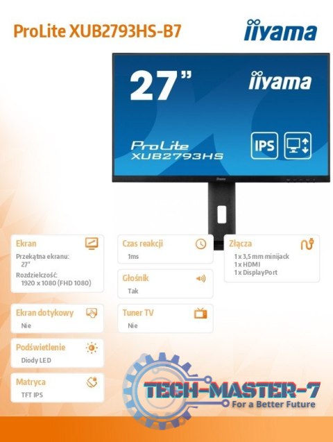 Monitor 27 cali XUB2793HS-B7,IPS,FHD,HDMI,DP,2x2W,300cd Monitor 27 cali XUB2793HS-B7,IPS,FHD,HDMI,DP,2x2W,300cd