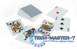 Karty Poker 100% Plastik PK2. Talia niebieska, index w 2 rogach
