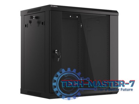 Szafa instalacyjna wisząca 19 12U 600X450mm czarna (drzwi szklane)