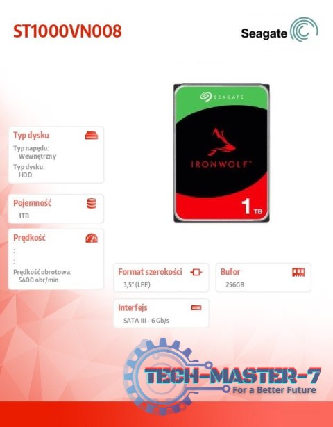 Dysk IronWolf 1TB 3,5 cala ST1000VN008 Dysk IronWolf 1TB 3,5 cala ST1000VN008