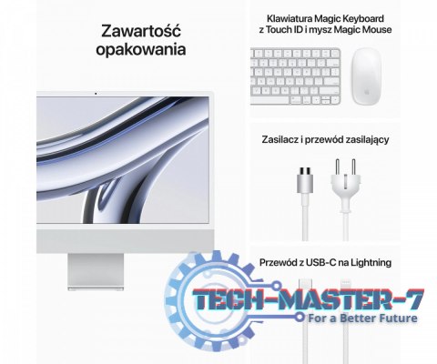 IMac 24 cale: M3 8/10, 8GB, 256GB SSD - Srebrny IMac 24 cale: M3 8/10, 8GB, 256GB SSD - Srebrny