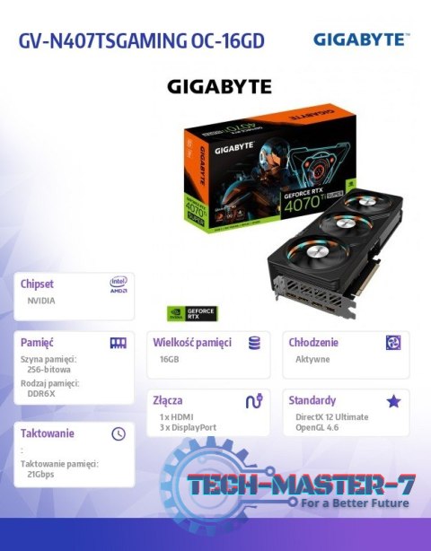 Karta graficzna RTX 4070 Ti SUPER GAMING OC 16G GDDR6X 256bit Karta graficzna RTX 4070 Ti SUPER GAMING OC 16G GDDR6X 256bit