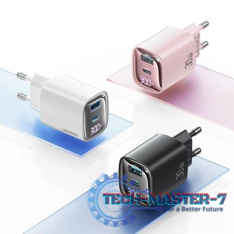 Ładowarka sieciowa 30W GaN LED USB+USB-C CC229 Fast Charging czarna Ładowarka sieciowa 30W GaN LED USB+USB-C CC229 Fast Charging czarna