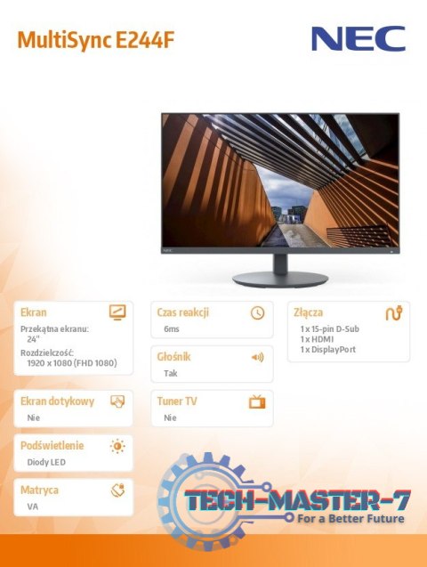 Monitor MultiSync E244F 24 cale DP HDMI czarny Monitor MultiSync E244F 24 cale DP HDMI czarny