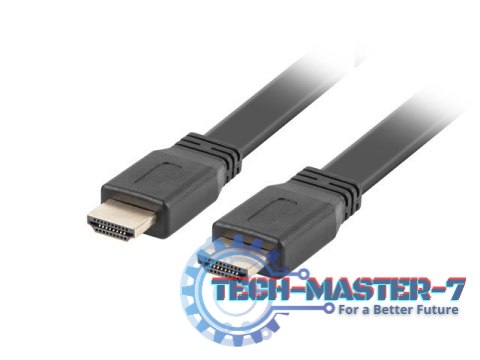 Kabel HDMI-HDMI v2.0 1.8m czarny płaski 4K 60Hz, pełna miedź
