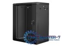 Szafa instalacyjna wisząca 19'' 15U 600X450mm czarna (drzwi szklane)