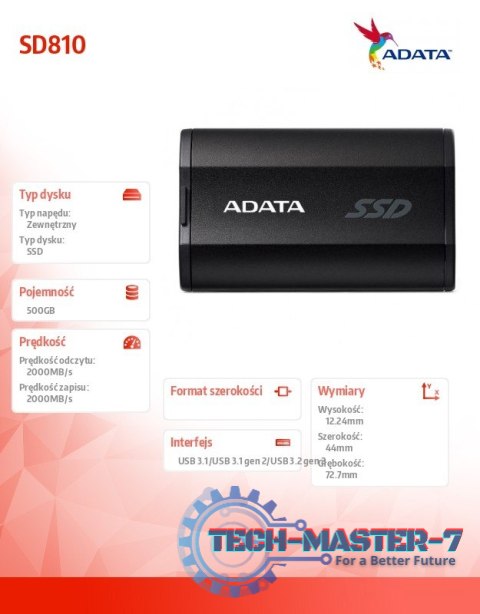 Dysk SSD External SD810 500GB USB3.2 20Gb/s czarny Dysk SSD External SD810 500GB USB3.2 20Gb/s czarny