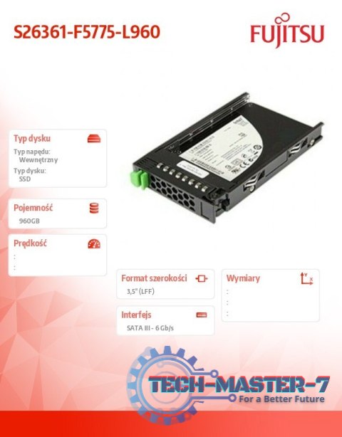 Dysk serwerowy SSD SATA 960GB 3.5" Mixe S26361-F5775-L960 Dysk serwerowy SSD SATA 960GB 3.5" Mixe S26361-F5775-L960