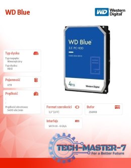 Dysk twardy WD Blue 4TB 3,5 256MB 5400RPM CMR