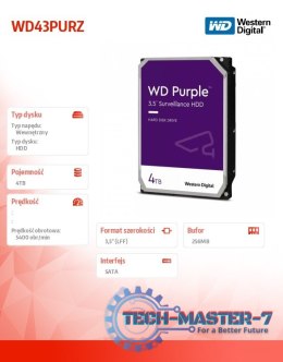 Dysk twardy WD Purple 4TB 3,5 256 MB 5400RPM WD43PURZ