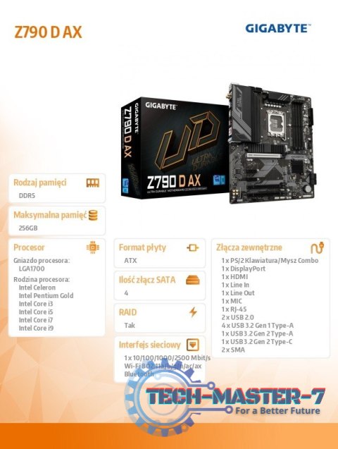 Płyta główna Z790 D AX s1700 4DDR5 HDMI/DP ATX Płyta główna Z790 D AX s1700 4DDR5 HDMI/DP ATX