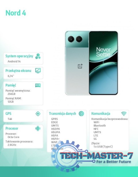 Smartfon Nord 4 5G 12/256 GB CPH2663 zielony Smartfon Nord 4 5G 12/256 GB CPH2663 zielony