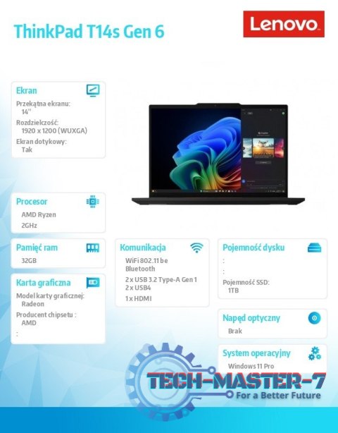Ultrabook ThinkPad T14s G6 21M1000VPB W11Pro 7 PRO 360/32GB/1TB/INT/14.0 WUXGA/Black/3YRS Premier Support + CO2 Offset Ultrabook ThinkPad T14s G6 21M1000VPB W11Pro 7 PRO 360/32GB/1TB/INT/14.0 WUXGA/Black/3YRS Premier Support + CO2 Offset