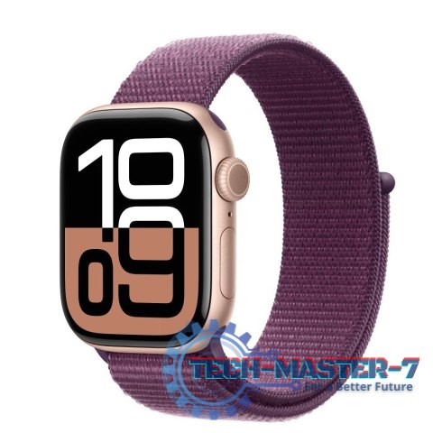 Watch Series 10 GPS, koperta 42 mm z aluminium w kolorze różowego złota z opaską sportową w kolorze dojrzałej śliwki