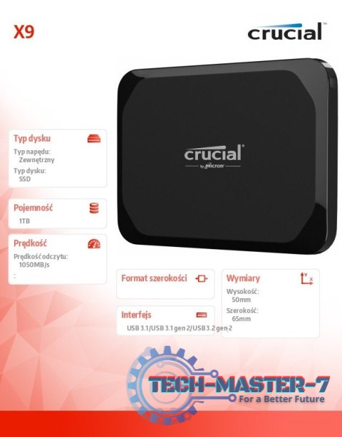 Dysk SSD X9 1TB USB-C 3.2 Gen2 Dysk SSD X9 1TB USB-C 3.2 Gen2