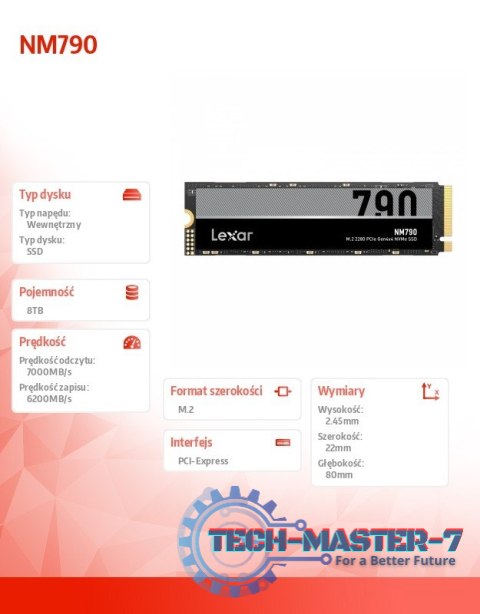 Dysk SSD NM790 8TB 2280 PCIeGen4x4 7000/6200MB/s Dysk SSD NM790 8TB 2280 PCIeGen4x4 7000/6200MB/s