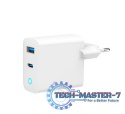 Ładowarka USB-A/C GaN LED 65W PD QC3.0 biała