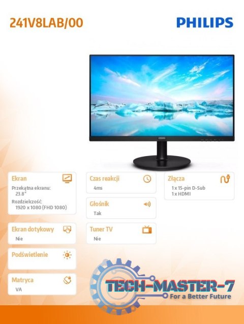 Monitor 241V8LAB 23.8 cala VA 100Hz HDMI Głośniki Monitor 241V8LAB 23.8 cala VA 100Hz HDMI Głośniki