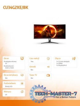 Monitor 34 cale CU34G2XE 34 cale VA Zakrzywiony 144Hz HDMI DP