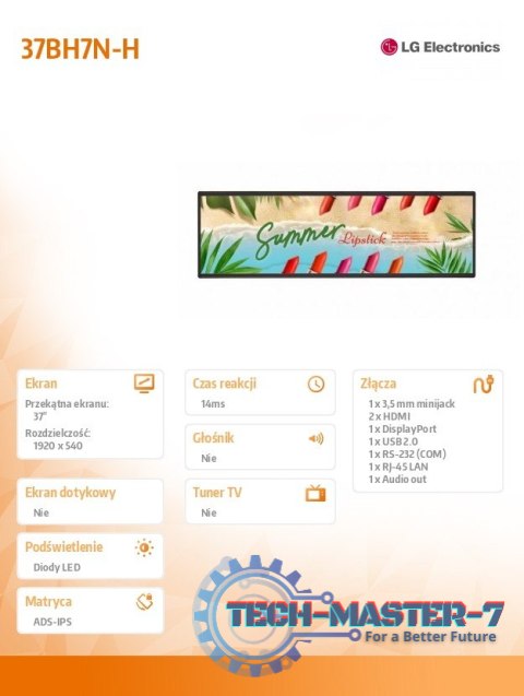Monitor wielkoformatowy 37BH7N-H Stretch 700cd/m2 32:9 wide Monitor wielkoformatowy 37BH7N-H Stretch 700cd/m2 32:9 wide