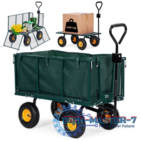 Wózek transportowy ogrodowy 400 kg do traktorka otwierane burty duże pompowane koła MultiGarden MULTI GARDEN Wózek transportowy ogrodowy 400 kg do traktorka otwierane burty duże pompowane koła MultiGarden MULTI GARDEN