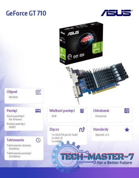 Karta graficzna GeForce GT 710 2GB GDDR5 EVO 64 bit DVI-D/DSUB/HDMI Karta graficzna GeForce GT 710 2GB GDDR5 EVO 64 bit DVI-D/DSUB/HDMI