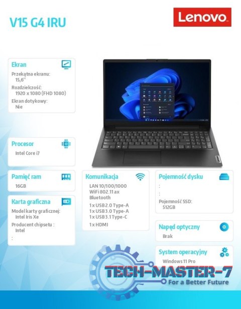 Laptop V15 G4 83A100LQPB W11Pro i7-1355U/16GB/512GB/INT/15.6 FHD/Business Black/3YR OS Laptop V15 G4 83A100LQPB W11Pro i7-1355U/16GB/512GB/INT/15.6 FHD/Business Black/3YR OS