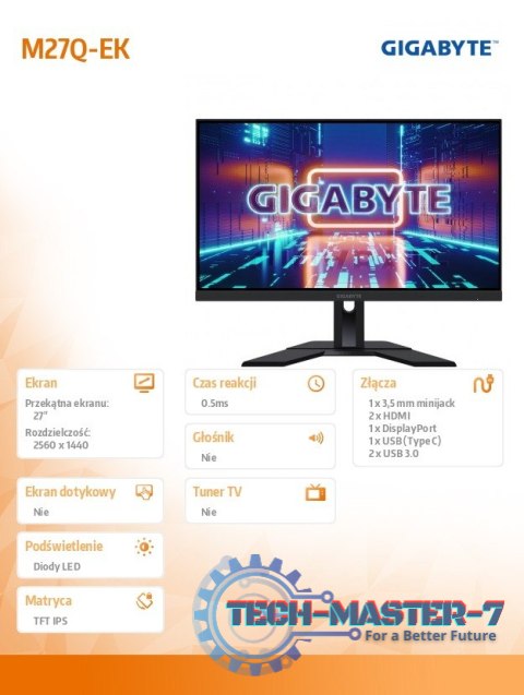 Monitor 27 cali M27Q 2 GAMING 0,5ms/1MLN:1/WQHD/HDMI Monitor 27 cali M27Q 2 GAMING 0,5ms/1MLN:1/WQHD/HDMI