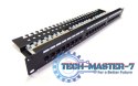 Patch panel 19" 24 porty, kat.6, U/UTP, 1U, wspornik kablowy, czarny (kompletny)