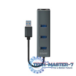 Hub AK-58 3-portowy USB-A 3.1 Gen 1 z adapterem RJ-45 Gigabit Ethernet