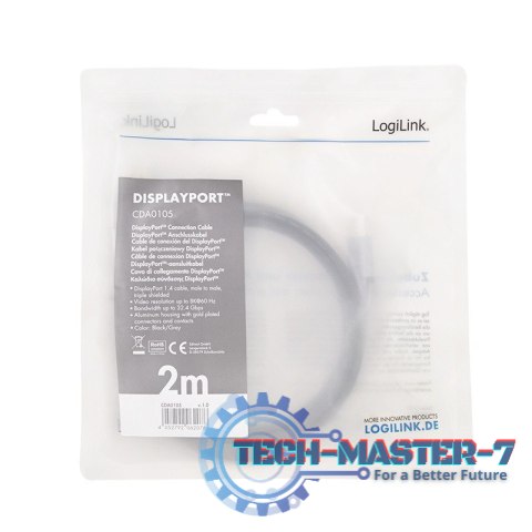 Kabel DisplayPort 8K/60 Hz,DP/M do DP/M aluminiowy 2m Kabel DisplayPort 8K/60 Hz,DP/M do DP/M aluminiowy 2m