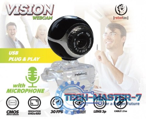 Kamera Internetowa VISION typ sensora CMOS rozdzielczość 640x480, Focus:od 3cm do nieskończoności, 30 klatek/s, wbudowany mikrof Kamera Internetowa VISION typ sensora CMOS rozdzielczość 640x480, Focus:od 3cm do nieskończoności, 30 klatek/s, wbudowany mikrof