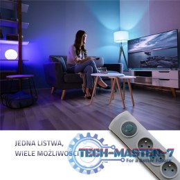Listwa antyprzepięciowa Quick Switch, 6 gniazd, 3m, szara