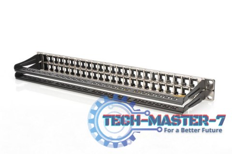 Modułowy panel krosowy (patch panel) o dużej gęstości połączeń, 19" 48x keystone, ekranowany, 1U, Czarny Modułowy panel krosowy (patch panel) o dużej gęstości połączeń, 19" 48x keystone, ekranowany, 1U, Czarny