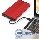 Obudowa na dysk HDD/SSD 2.5 cala SATA3 | USB 3.0 | Czerwona