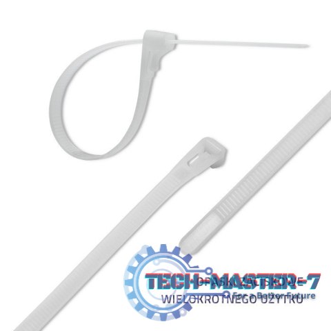 Opaski zaciskowe wielorazowe/trytytki | 7.2*250mm | Nylon UV | Białe Opaski zaciskowe wielorazowe/trytytki | 7.2*250mm | Nylon UV | Białe