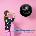 Balon Gender Reveal Chłopiec czy dziewczynka niebieskie konfetti 100cm