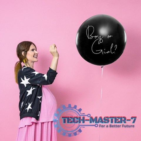 Balon Gender Reveal Chłopiec czy dziewczynka niebieskie konfetti 100cm Balon Gender Reveal Chłopiec czy dziewczynka niebieskie konfetti 100cm