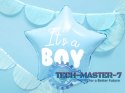 Balon foliowy "It's a boy" na baby shower gwiazda niebieska 48cm