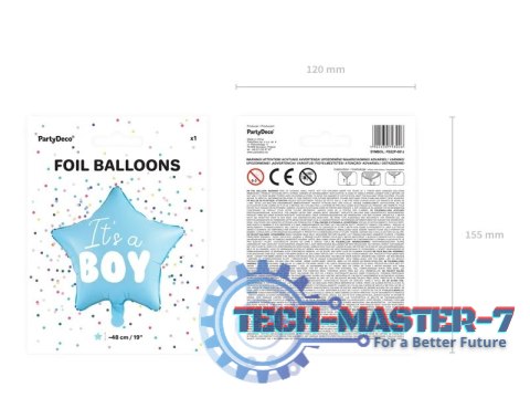 Balon foliowy "It's a boy" na baby shower gwiazda niebieska 48cm Balon foliowy "It's a boy" na baby shower gwiazda niebieska 48cm