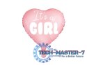 Balon foliowy "It's a girl" na baby shower serce różowe 48cm
