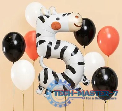 Balon foliowy urodzinowy cyfra "5" - Zebra 42x81 cm Balon foliowy urodzinowy cyfra "5" - Zebra 42x81 cm