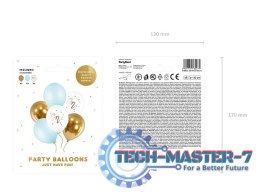 Balony urodzinowe Pastel Light Blue biały złoty niebieski 30cm 6 sztuk
