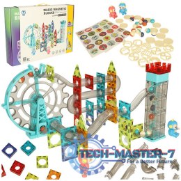 Klocki magnetyczne magnetic sticks marble tor kulkowy z dźwiękiem muzyką grający 118 elementów