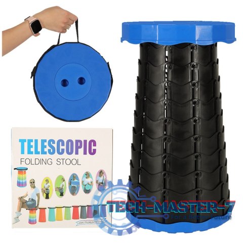 Krzesło składane taboret teleskopowy turystyczny przenośny niebieski 200kg Krzesło składane taboret teleskopowy turystyczny przenośny niebieski 200kg