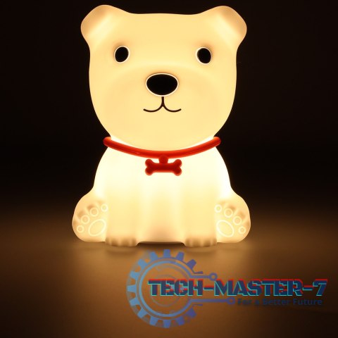 Lampka nocna dla dzieci silikonowa dotykowa miękka 8 LED USB RGB biała piesek Lampka nocna dla dzieci silikonowa dotykowa miękka 8 LED USB RGB biała piesek