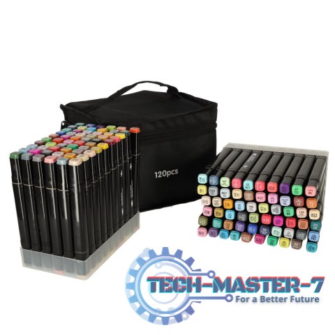 Markery dwustronne mazaki alkoholowe w etui 120 + podstawka Markery dwustronne mazaki alkoholowe w etui 120 + podstawka