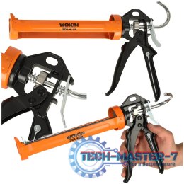 Pistolet wyciskacz do silikonu akrylu kleju kartuszy mas obrotowy korpus 360 255mm WOKIN