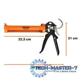 Pistolet wyciskacz do silikonu akrylu kleju kartuszy mas obrotowy korpus 360 255mm WOKIN